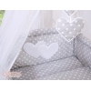 11-osainen pussilakanasetti ja katosverho - Hanging Hearts Harmaa Valkoisilla Pilkuilla