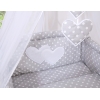 11-osainen pussilakanasetti ja katosverho - Hanging Hearts Harmaa Valkoisilla Pilkuilla