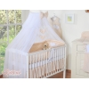 11-osainen vauvan pussilakanasetti ja hyttysverkko - Hanging Hearts Beige Valkoisilla Pilkuilla