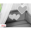 11-osainen vuodevaatesetti vauvalle + katosverho - Hanging Hearts Antrasiitti