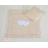 2-osainen petisetti vaunuihin - Hanging Hearts Beige Valkoisilla Pilkuilla