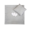 2-osainen vuodevaatesetti vaunuihin - Hanging Hearts Harmaa Valkoisilla Pilkuilla