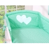 3-osainen vuodevaatesetti pinnasänkyyn - Hanging Hearts Minttu Valkoisilla Pilkuilla