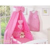 5-osainen pussilakanasetti ja katosverho - Hanging Hearts Vaaleanpunainen Ruutukuvio