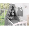 7-osainen pussilakanasetti ja katosverho - Hanging Hearts Antrasiitti
