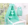 7-osainen pussilakanasetti ja katosverho - Hanging Hearts Minttu