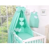 7-osainen pussilakanasetti ja katosverho - Hanging Hearts Minttu