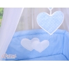 7-osainen pussilakanasetti ja katosverho - Hanging Hearts Sininen Valkoisilla Pilkuilla
