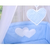 7-osainen pussilakanasetti ja katosverho - Hanging Hearts Sininen Valkoisilla Pilkuilla