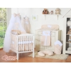 Hyttysverkko pinnasänkyyn - Hanging Hearts Beige Valkoisilla Pilkuilla Sifonki