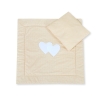 Vuodevaatesetti vaunuihin - Hanging hearts Beige Valkoisilla Pilkuilla