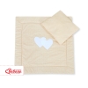Vuodevaatesetti vaunuihin - Hanging hearts Beige Valkoisilla Pilkuilla