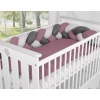 Vauvan sängyn reunapehmuste - 1,8m - Kopfschutz für Babybett- pastellinvioletti - harmaa - antrasiitti
