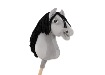 Keppihevonen - Hobby Horse A3 Harmaa hevonen, Musta Harja