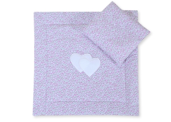 2-osainen petisetti vaunuihin - Hanging Hearts Vaaleanpunainen Kukkaketo Kukat