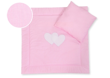 2-osainen petisetti vaunuihin - Hanging Hearts Vaaleanpunainen Raidat