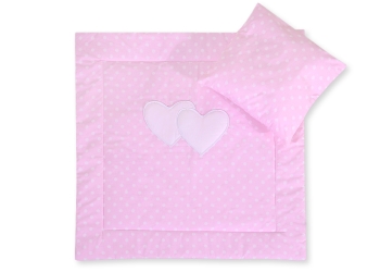 2-osainen petisetti vaunuihin - Hanging Hearts Valkoisilla Pilkuilla