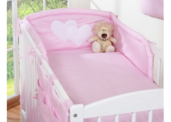 2-osainen vuodevaatesetti - Hanging Hearts Vaaleanpunainen Valkoisilla Pilkuilla