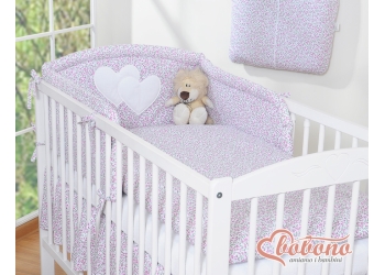 3-osainen vuodevaatesetti pinnasänkyyn - Hanging Hearts Vaaleanpunainen Kukkaketo Kukat