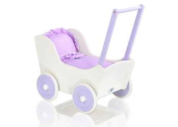 Liila puiset nuken vaunut Violetti Valkoinen