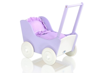 Liila puiset nuken vaunut Violetti Valkoinen