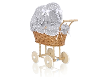 Nuken vaunut punotulla korilla + pehmusteet Harmaa
