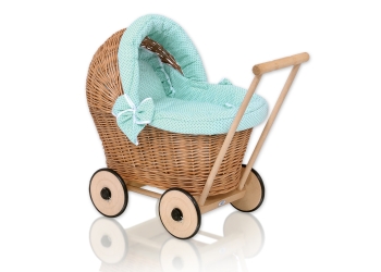 Nuken vaunut punotulla korilla + pehmusteet Minttu