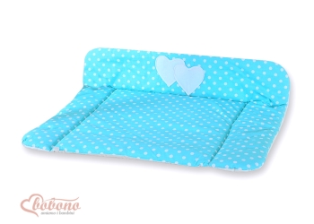 Pehmeä vaipanvaihtoalusta - Hanging Hearts Turkoosi Valkoisilla Pilkuilla