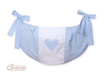Pinnasänkyyn kiinnitettävä pussukka - Hanging Hearts Sininen Ruutukuvio
