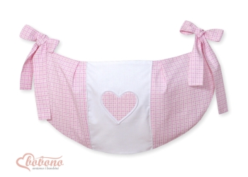 Pinnasänkyyn kiinnitettävä pussukka - Hanging Hearts Vaaleanpunainen Ruutukuvio