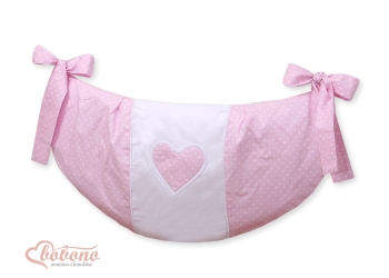 Pinnasänkyyn kiinnitettävä pussukka - Hanging Hearts Vaaleanpunainen Valkoisilla Pilkuilla