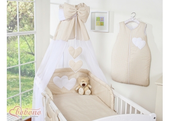 Katosverho - Leijuvat sydämet Beige Valkoisilla Pilkuilla Sifonki