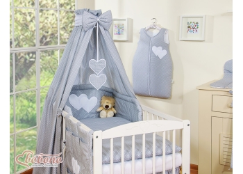Katosverho pinnasänkyyn - Hanging Hearts  Harmaa Valkoisilla Pilkuilla Puuvilla