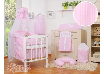 Katosverho pinnasänkyyn - Hanging Hearts  Vaaleanpunainen Raidat Sifonki