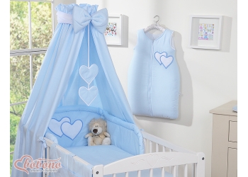 Katosverho vauvan sänkyyn - Hanging Hearts  Sininen Puuvilla