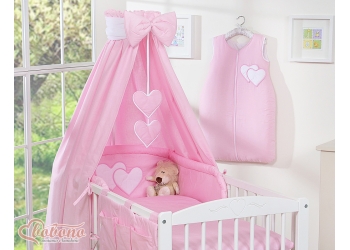 Katosverho vauvan sänkyyn - Hanging Hearts  Vaaleanpunainen Puuvilla