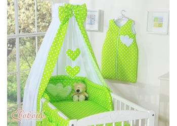 Katosverho vauvan sänkyyn - Hanging Hearts  Vihreä Valkoisilla Pilkuilla Puuvilla