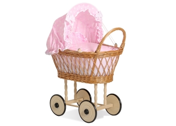 Punottu nuken vaunu Vaaleanpunainen
