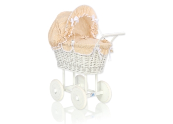 Punottu valkoinen nuken vaunu Valkoinen Beige