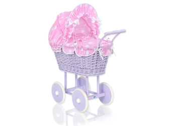 Punottu violetti nuken vaunu Violetti Vaaleanpunainen