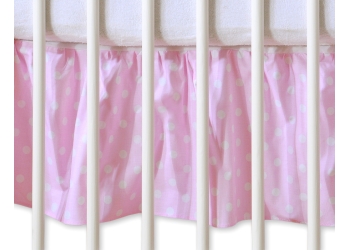 Röyhelöreuna pinnasänkyyn 120x60cm - Hanging Hearts Vaaleanpunainen Valkoisilla Pilkuilla