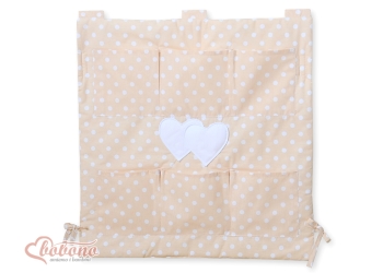 Säilytyslokerikko vauvan sänkyyn - Leijuvat sydämet Beige