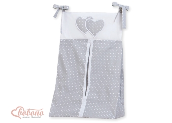 Säilytyspussi vaipoille - Hanging Hearts  Harmaa Valkoisilla Pilkuilla