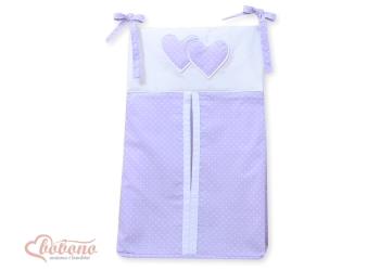 Säilytyspussi vaipoille - Hanging Hearts  Violetti Valkoisilla Pilkuilla