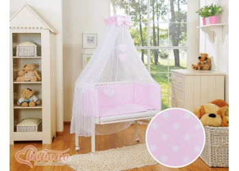 Sivusänky patjalla ja vuodevaatesetillä - Little Prince/Princess Vaaleanpunainen Valkoisilla Pilkuilla