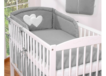 Universaali pinnasängyn reunapehmuste - Hanging Hearts  Antrasiitti
