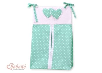 Vaippapussi - Hanging Hearts  Minttu Valkoisilla Pilkuilla