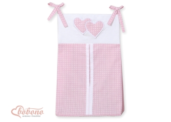 Vaippojen säilytyspussi - Hanging Hearts  Vaaleanpunainen Ruutukuvio