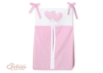 Vaippojen säilytyspussi - Hanging Hearts  Vaaleanpunainen Valkoisilla Pilkuilla