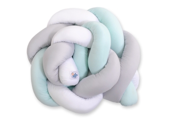 Vauvan sängyn reunapehmuste - Knot 180cm Minttu Valkoinen Harmaa